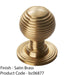 Reeded Ball Door Knob - 28mm Satin Brass Lined Cupboard Pull Handle & Rose 1