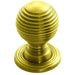 Reeded Ball Door Knob - 35mm Polished Brass Lined Cupboard Pull Handle & Rose