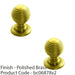 2x Reeded Ball Door Knob 35mm Polished Brass Lined Cupboard Pull Handle & Rose 1