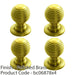 4x Reeded Ball Door Knob 35mm Polished Brass Lined Cupboard Pull Handle & Rose 1