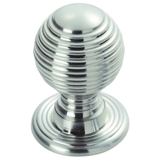 Reeded Ball Door Knob - 35mm Polished Chrome Lined Cupboard Pull Handle & Rose
