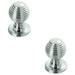 2 PACK Reeded Ball Door Knob 35mm Polished Chrome Lined Pull Handle & Rose