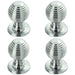 4 PACK Reeded Ball Door Knob 35mm Polished Chrome Lined Pull Handle & Rose