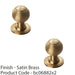 2 PACK Reeded Ball Door Knob 35mm Satin Brass Lined Cupboard Pull Handle & Rose 1