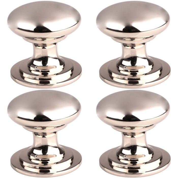 4 PACK Victorian Tiered Door Knob 25mm Polished Nickel Pull Handle Round Rose