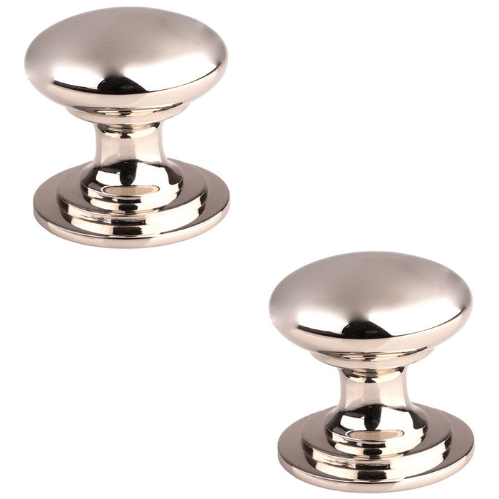 2 PACK Victorian Tiered Door Knob 32mm Polished Nickel Pull Handle Round Rose