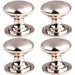 4 PACK Victorian Tiered Door Knob 32mm Polished Nickel Pull Handle Round Rose