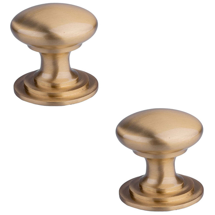 2x Victorian Tiered Door Knob 32mm Satin Brass Cabinet Pull Handle Round Rose