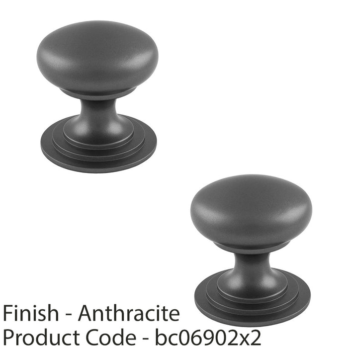 2 PACK Victorian Tiered Door Knob 42mm Anthracite Grey Pull Handle Round Rose 1