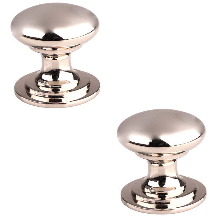 2 PACK Victorian Tiered Door Knob 42mm Polished Nickel Pull Handle Round Rose