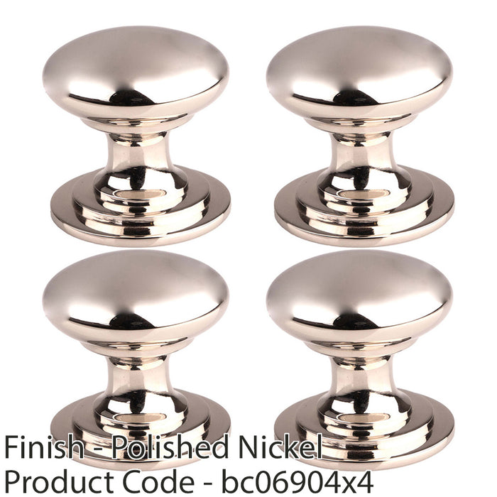 4 PACK Victorian Tiered Door Knob 42mm Polished Nickel Pull Handle Round Rose 1