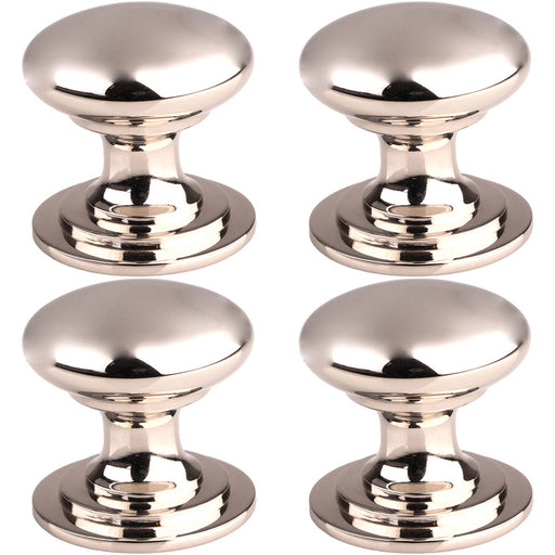 4 PACK Victorian Tiered Door Knob 42mm Polished Nickel Pull Handle Round Rose