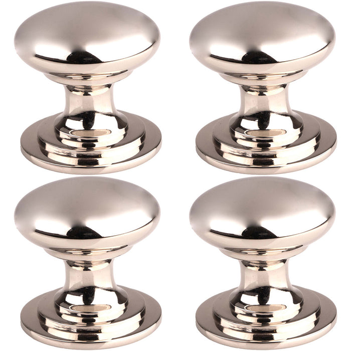 4 PACK Victorian Tiered Door Knob 42mm Polished Nickel Pull Handle Round Rose