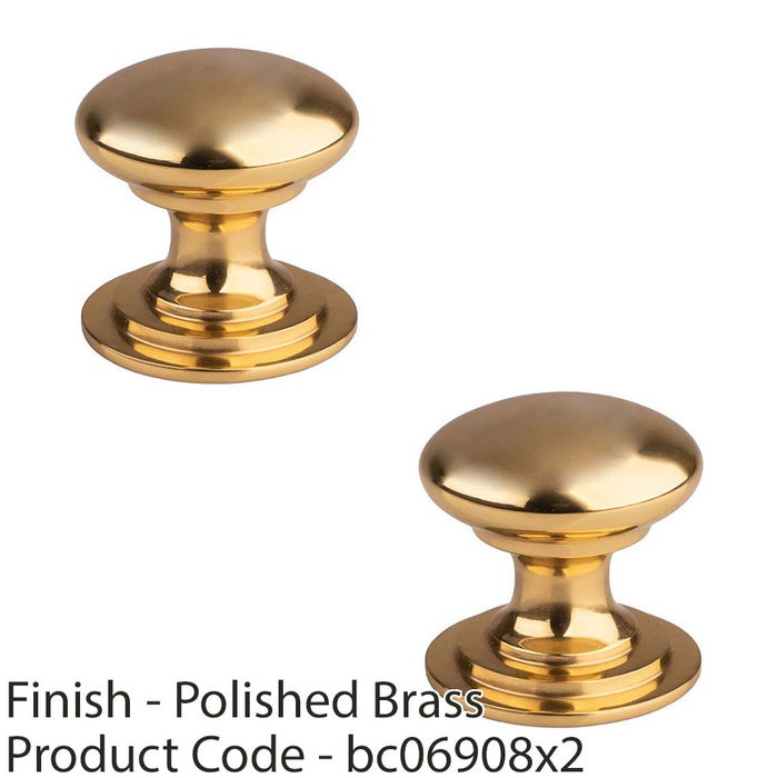 2 PACK Victorian Tiered Door Knob 50mm Polished Brass Pull Handle Round Rose 1