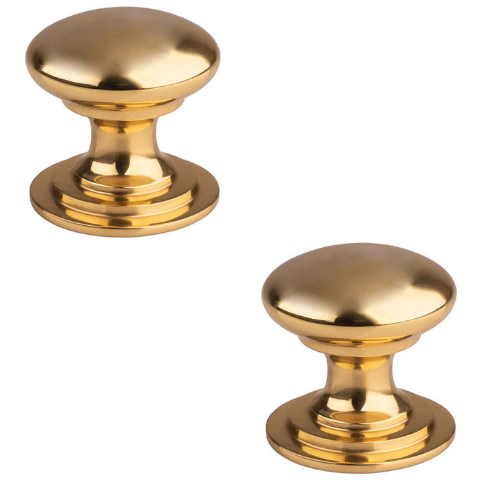 2 PACK Victorian Tiered Door Knob 50mm Polished Brass Pull Handle Round Rose