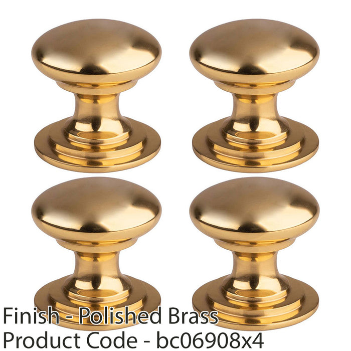 4 PACK Victorian Tiered Door Knob 50mm Polished Brass Pull Handle Round Rose 1