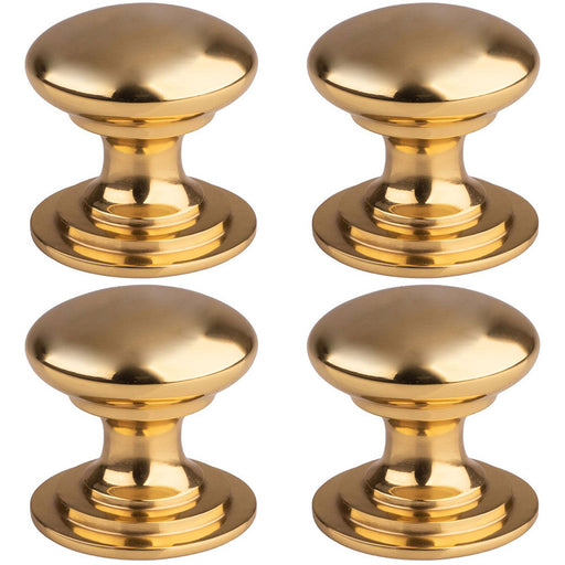 4 PACK Victorian Tiered Door Knob 50mm Polished Brass Pull Handle Round Rose