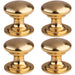 4 PACK Victorian Tiered Door Knob 50mm Polished Brass Pull Handle Round Rose