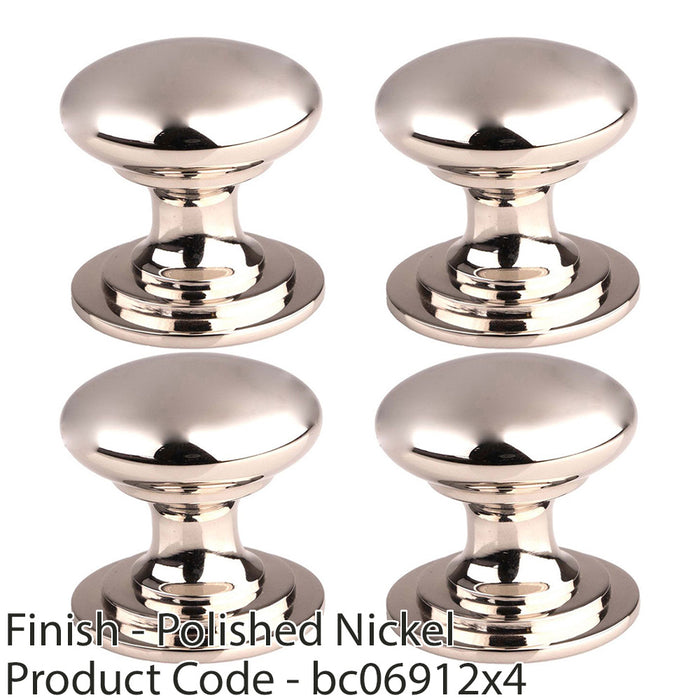 4 PACK Victorian Tiered Door Knob 50mm Polished Nickel Pull Handle Round Rose 1