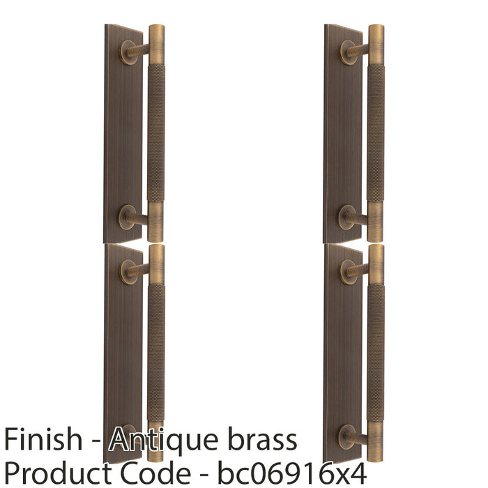 4 PACK Knurled Bar Pull Handle & Matching Backplate Antique Brass 168 x 40mm 1