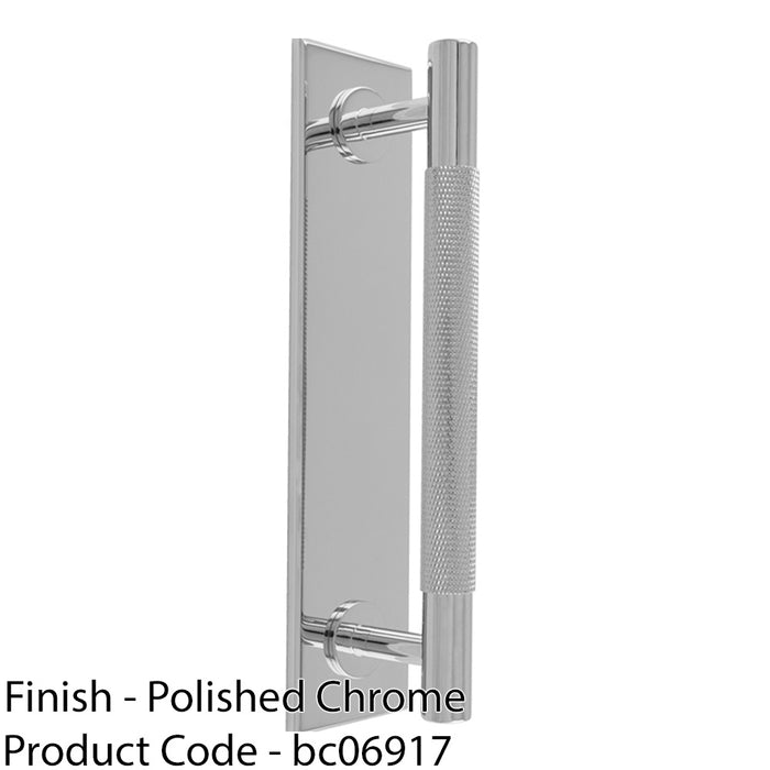 Knurled Drawer Bar Pull Handle & Matching Backplate - Polished Chrome 168 x 40mm 1