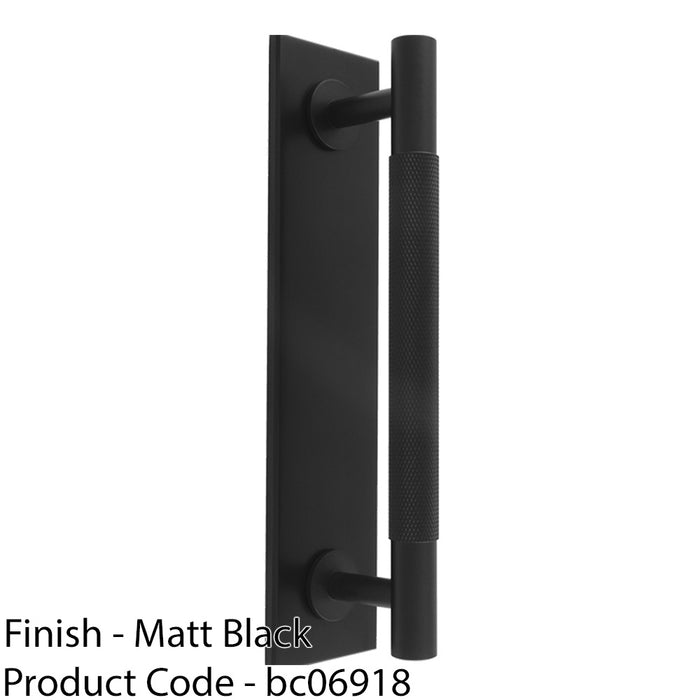 Knurled Drawer Bar Pull Handle & Matching Backplate - Matt Black 168 x 40mm 1