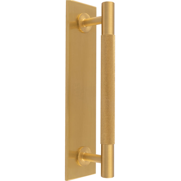 Knurled Drawer Bar Pull Handle & Matching Backplate - Satin Brass 168 x 40mm