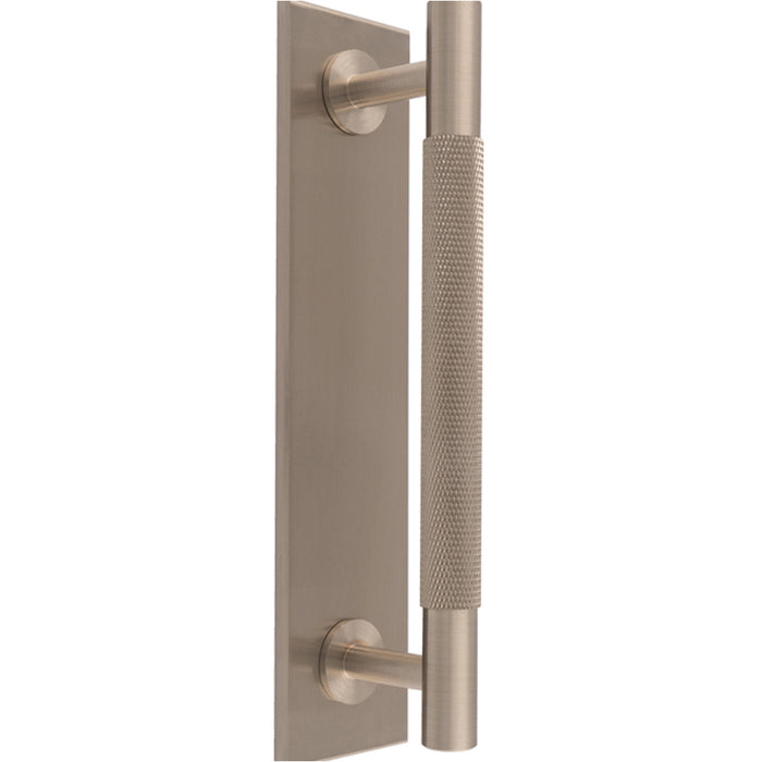 Knurled Drawer Bar Pull Handle & Matching Backplate - Satin Nickel 168 x 40mm
