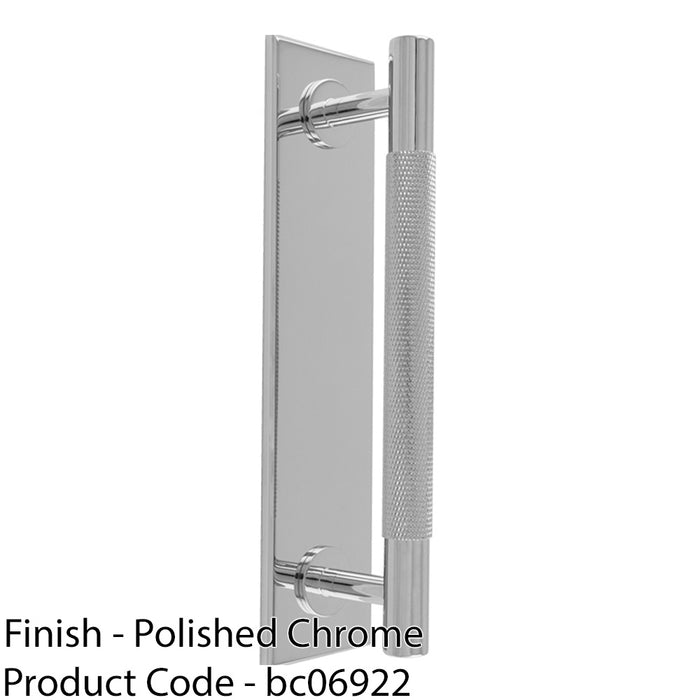 Knurled Drawer Bar Pull Handle & Matching Backplate - Polished Chrome 200 x 40mm 1