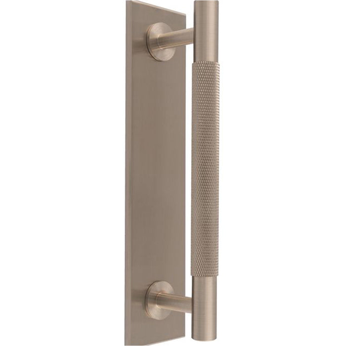 Knurled Drawer Bar Pull Handle & Matching Backplate - Satin Nickel 200 x 40mm