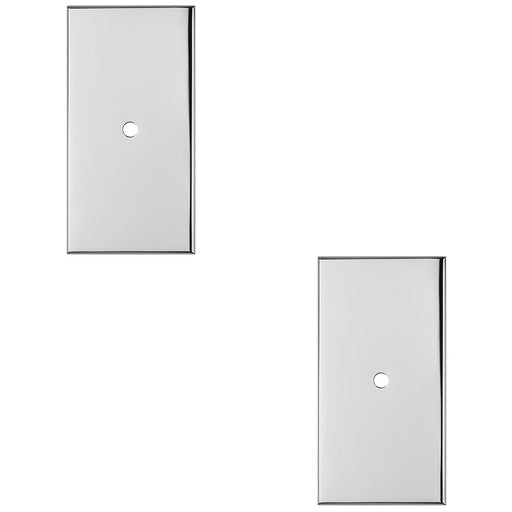 2 PACK Cabinet Door Knob Backplate 76mm x 40mm Polished Chrome Handle Plate