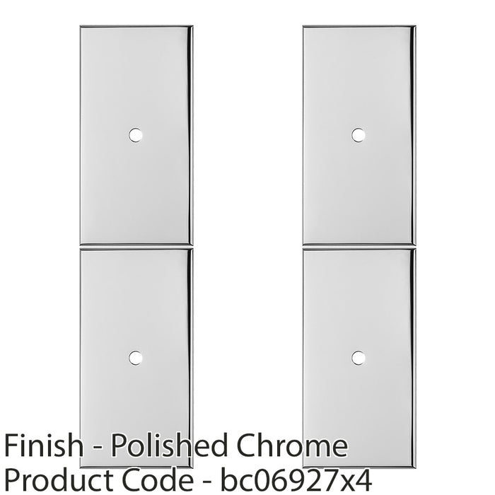 4 PACK Cabinet Door Knob Backplate 76mm x 40mm Polished Chrome Handle Plate 1