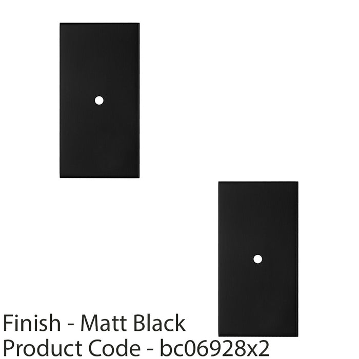 2 PACK Cabinet Door Knob Backplate 76mm x 40mm Matt Black Cupboard Handle Plate 1
