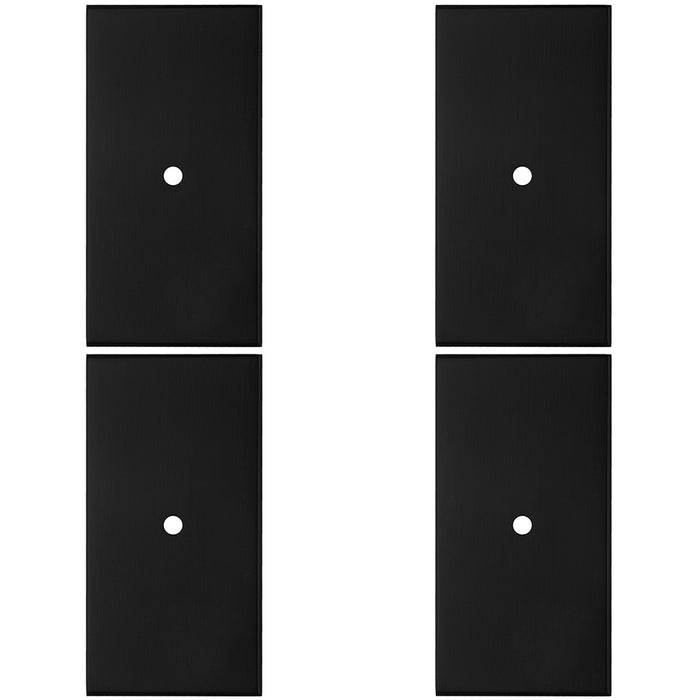 4 PACK Cabinet Door Knob Backplate 76mm x 40mm Matt Black Cupboard Handle Plate