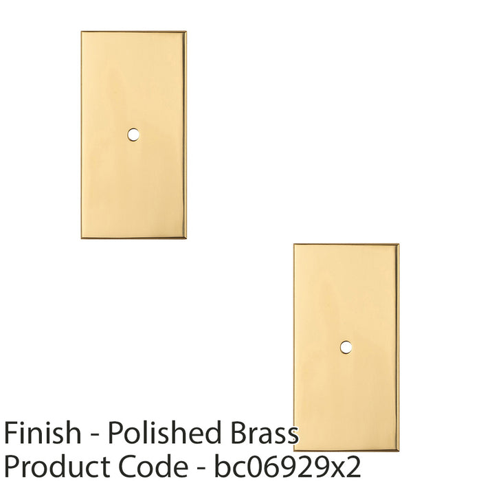 2 PACK Cabinet Door Knob Backplate 76mm x 40mm Polished Brass Cupboard Handle 1