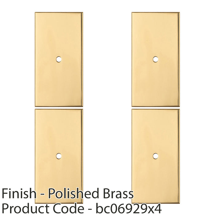 4 PACK Cabinet Door Knob Backplate 76mm x 40mm Polished Brass Handle Plate 1