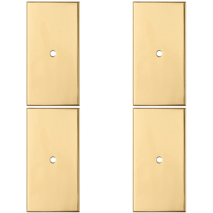 4 PACK Cabinet Door Knob Backplate 76mm x 40mm Polished Brass Handle Plate