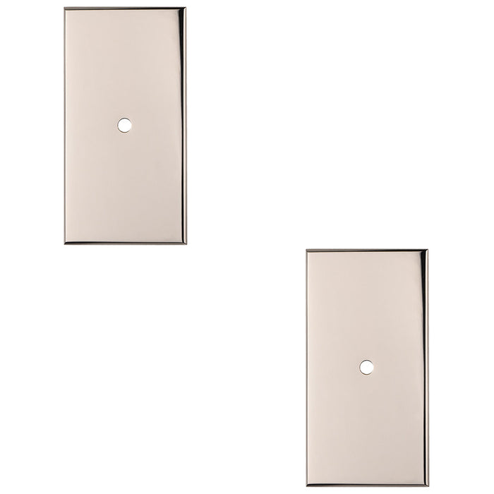 2 PACK Cabinet Door Knob Backplate 76mm x 40mm Polished Nickel Handle Plate