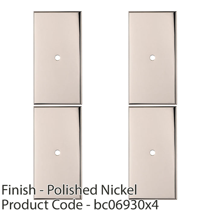 4 PACK Cabinet Door Knob Backplate 76mm x 40mm Polished Nickel Handle Plate 1
