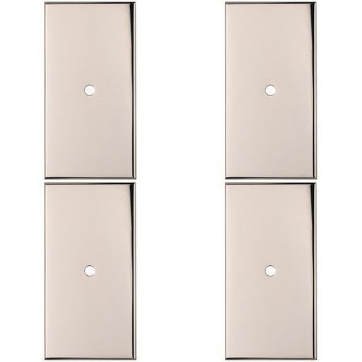4 PACK Cabinet Door Knob Backplate 76mm x 40mm Polished Nickel Handle Plate