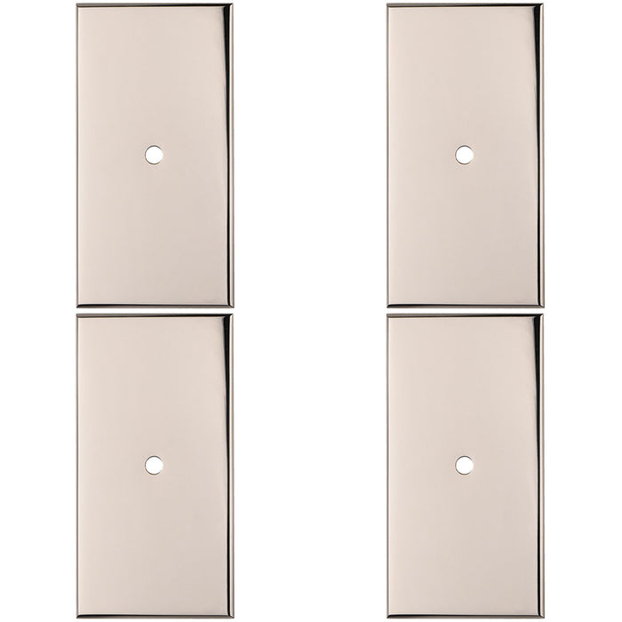 4 PACK Cabinet Door Knob Backplate 76mm x 40mm Polished Nickel Handle Plate