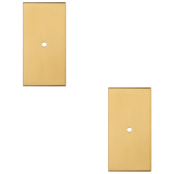 2 PACK Cabinet Door Knob Backplate 76mm x 40mm Satin Brass Cupboard Handle Plate