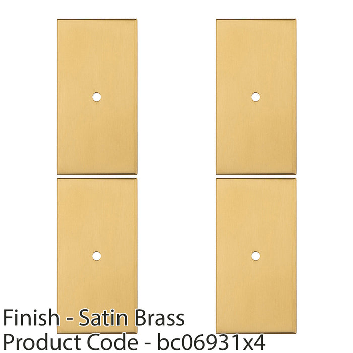 4 PACK Cabinet Door Knob Backplate 76mm x 40mm Satin Brass Cupboard Handle Plate 1
