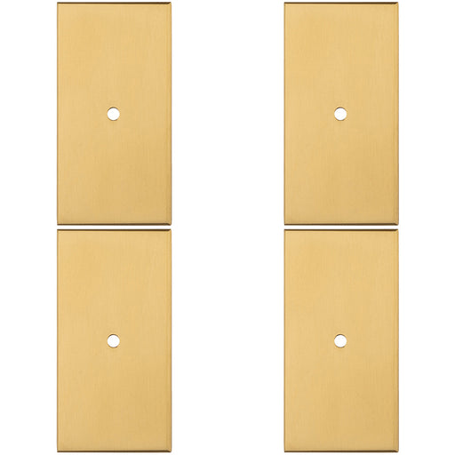 4 PACK Cabinet Door Knob Backplate 76mm x 40mm Satin Brass Cupboard Handle Plate