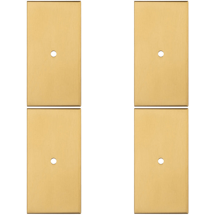 4 PACK Cabinet Door Knob Backplate 76mm x 40mm Satin Brass Cupboard Handle Plate