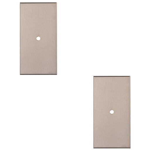 2 PACK Cabinet Door Knob Backplate 76mmx40mm Satin Nickel Cupboard Handle Plate