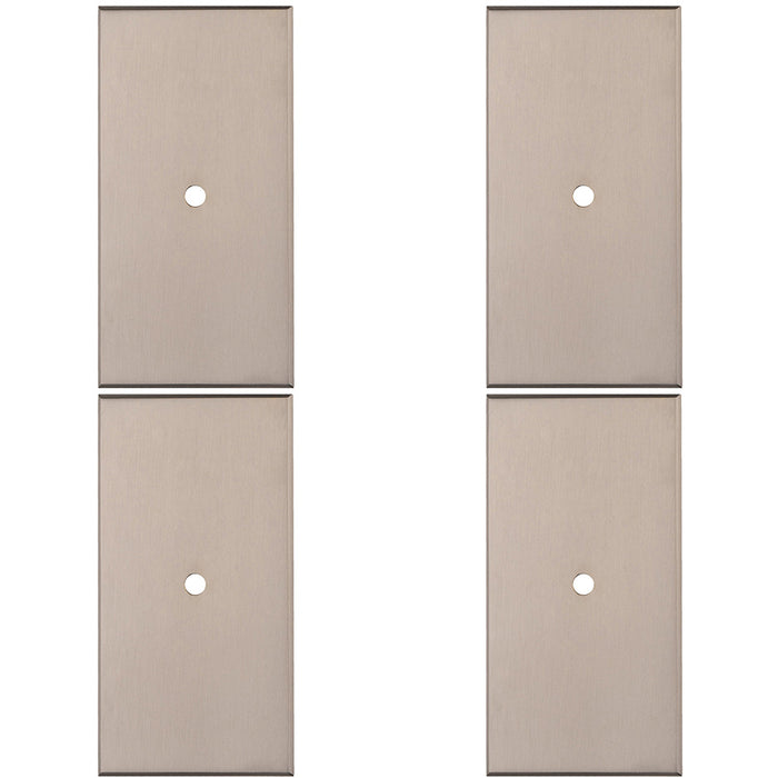 4 PACK Cabinet Door Knob Backplate 76mmx40mm Satin Nickel Cupboard Handle Plate