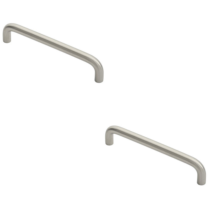 2 PACK D Shape Cabinet Pull Handle 10mm 160mm Centres Satin Stainless Steel