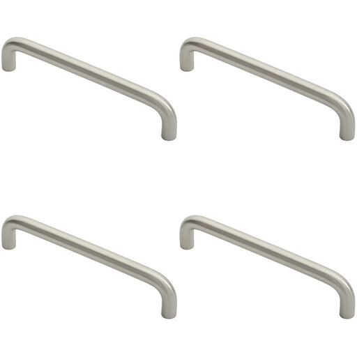 4 PACK D Shape Cabinet Pull Handle 10mm 160mm Centres Satin Stainless Steel
