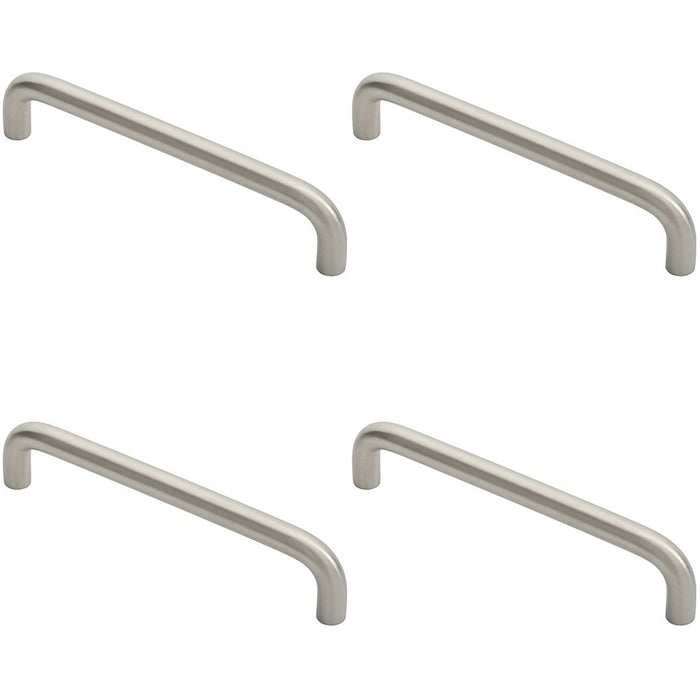 4 PACK D Shape Cabinet Pull Handle 10mm 160mm Centres Satin Stainless Steel